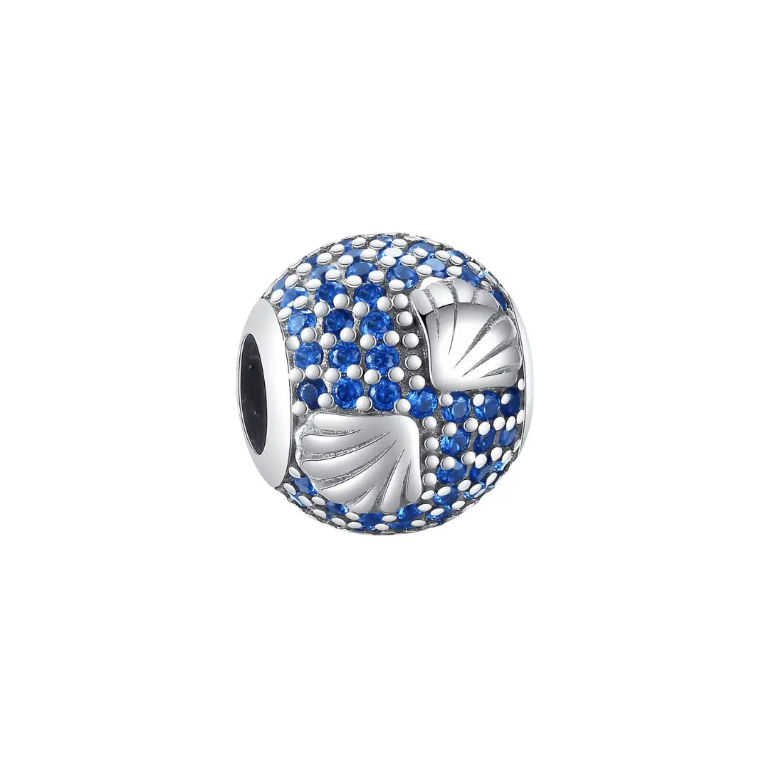 Blue Round Zircon Seashell Charm