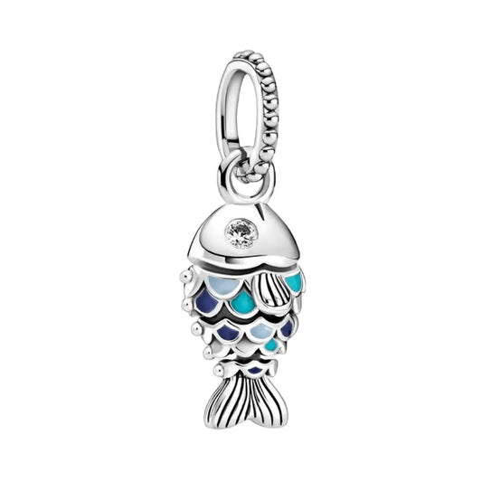 Blue Scaled Fish Dangle Charm