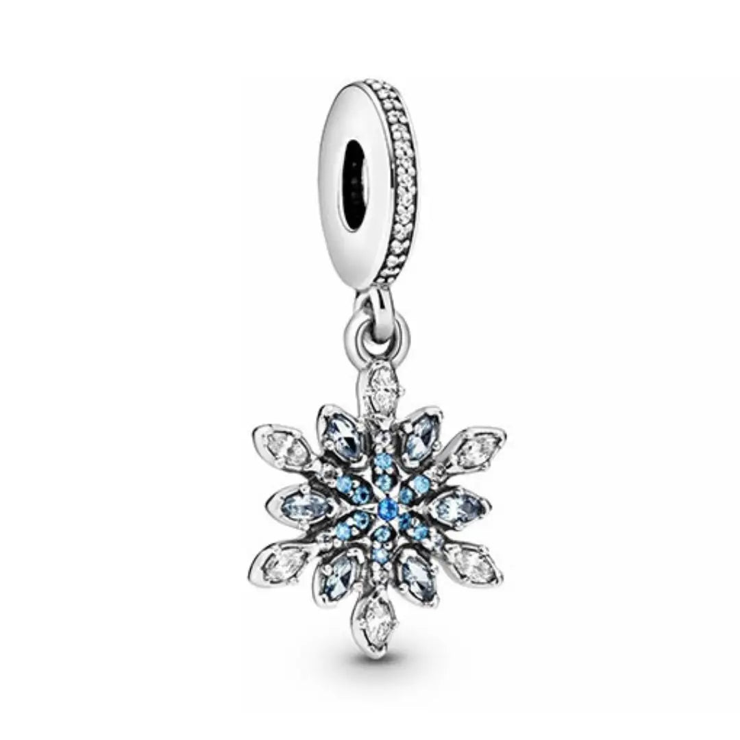 Blue Sparkling Snowflake Dangle Charm