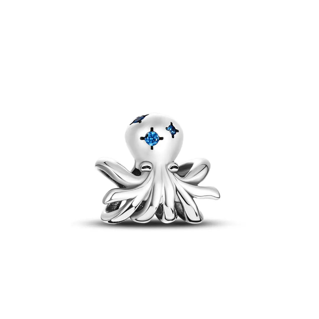 Blue Zircon Octopus Charm