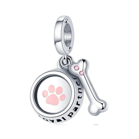 Sterling Silver Loyal Partner Dog Charm Bone Bracelets - Sterling Silver Loyal Partner Dog Charm Bone Bracelets