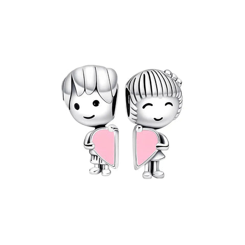 Boy and Girl Love Heart Couple Charm - Boy and Girl Love Heart Couple Charm