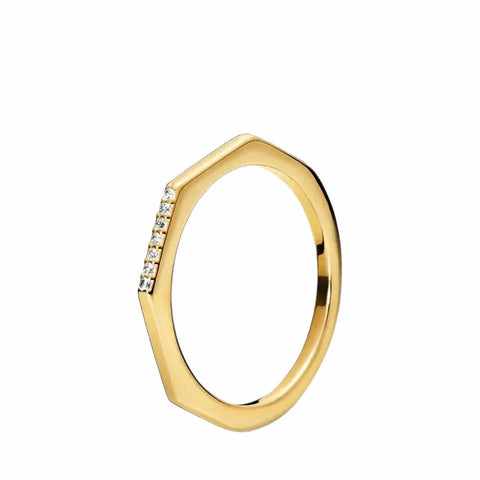 Gold-Plated Multifaceted Cubic Zirconia Ring - Gold-Plated Multifaceted Cubic Zirconia Ring