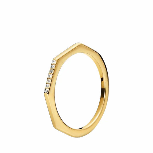 Gold-Plated Multifaceted Cubic Zirconia Ring