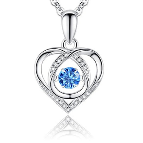 Sterling Silver Blue Crystal Heart Necklace - Sterling silver blue crystal heart necklace