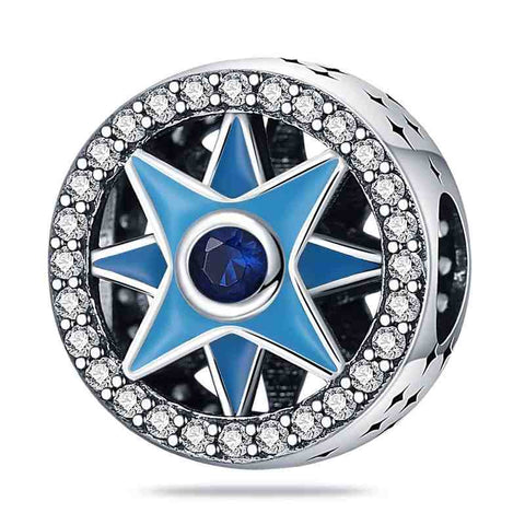 Sterling Silver Blue Star Charm with Crystals - Sterling Silver Blue Star Charm with crystals