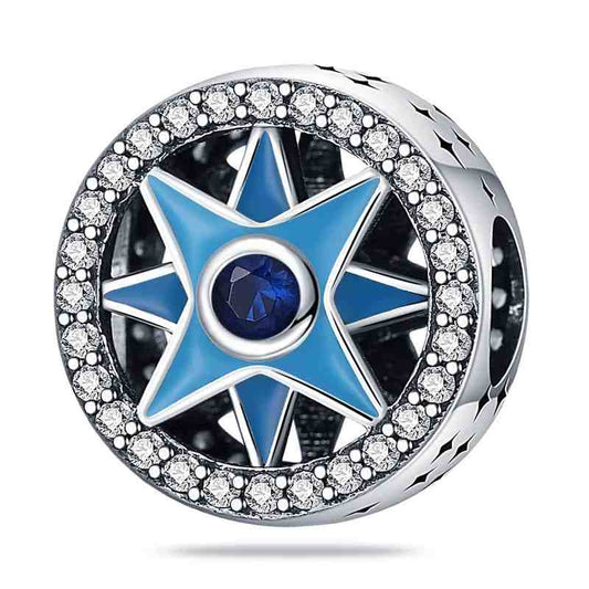 Sterling Silver Blue Star Charm with crystals