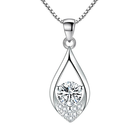 Sterling Silver Teardrop Crystal Necklace - Sterling silver teardrop crystal necklace