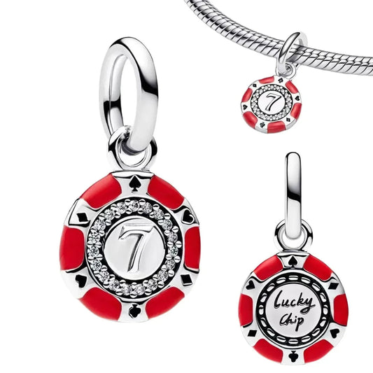 Casino Chip With Red Enamel Charm