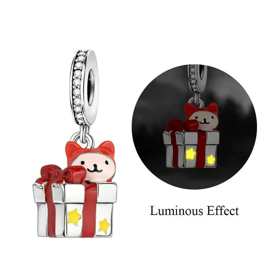 Pandora Cat Box Charm Light Up Effect Yellow Accent