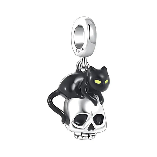 Cat & Skull Dangle Charm