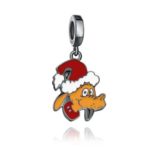Pandora Charm Cartoon Character Wearing Santa Hat Orange Accent