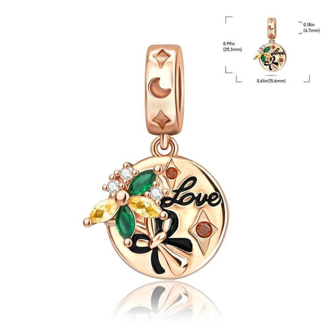 Love Flower Charm with Multicolor Gems - Love Flower Charm with Multicolor Gems