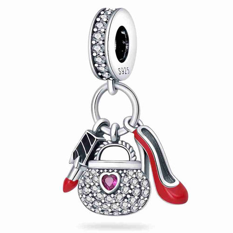 Glam Charm with Red Shoe and Lipstick - Glam Charm with Red Shoe and Lipstick
