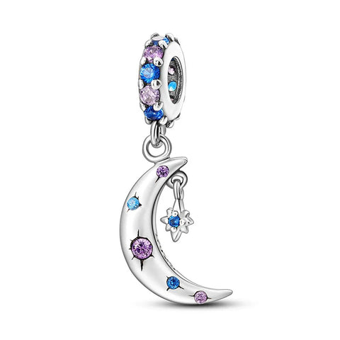 Moon and Stars Charm with Crystals