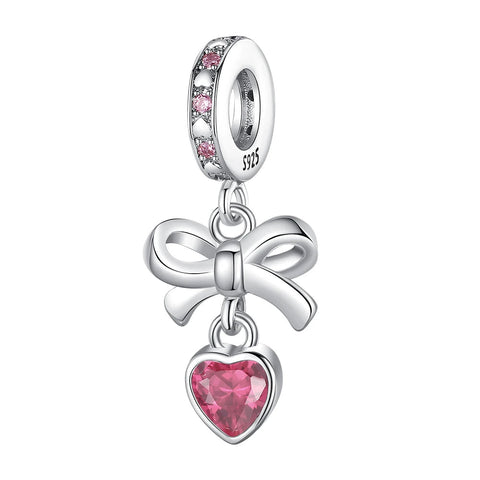 Pink Heart and Bow Charm