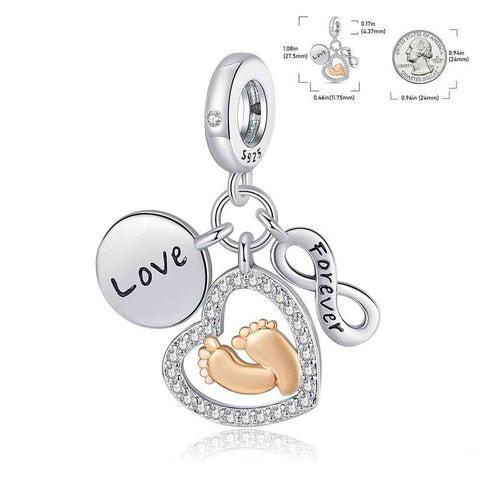 Love Forever Charm with Baby Feet - Love Forever Charm with Baby Feet