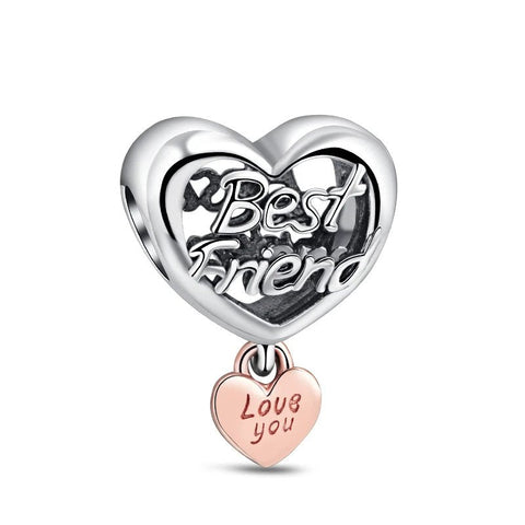 Rose gold feather and pinecone charm with crystals, symbolizing nature's beauty on Pandora.