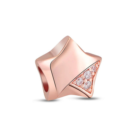 Rose gold hot air balloon charm with pink cubic zirconia stones