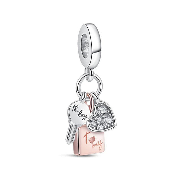 Silver 'Best Friend' Heart Charm with Rose Gold Accent - Silver 'Best Friend' heart charm with rose gold accent and 'Love You' inscription