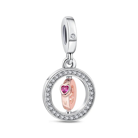 Rose Gold Circle in silver Charm - Rose Gold Circle in silver Charm