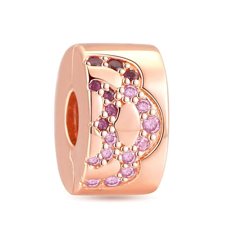 Rose Gold Initial Charm with Pink Crystal Embellishments - Rose Gold Initial Charm with Pink Crystal Embellishments