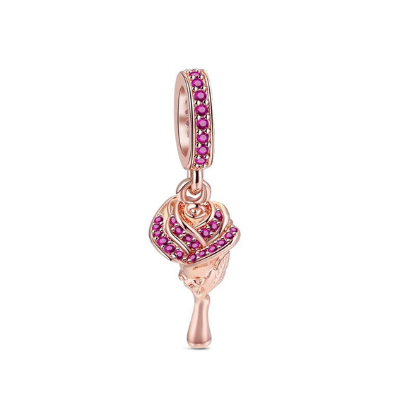 Enchanting Rose Gold Bouquet Charm with Crystals - Rose gold bouquet charm with crystals, symbolizing elegance.