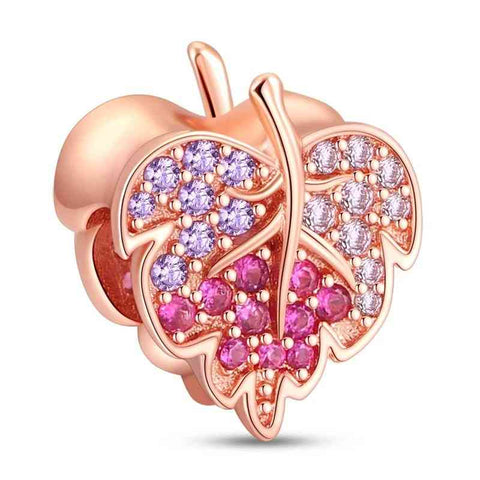 Gleaming Leaf Charm with Multicolor Crystal Inlay - Gleaming Leaf Charm with Multicolor Crystal Inlay