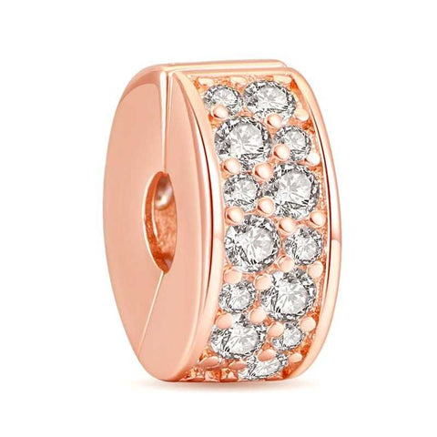 Sparkling Rose Gold Band Charm with Clear Crystals - Sparkling Rose Gold Band Charm with Clear Crystals