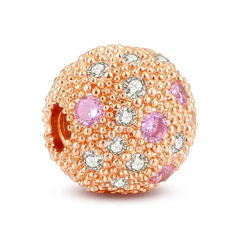 Sparkling Rose Gold Charm with Pink Crystals - Sparkling rose gold charm with pink crystals, perfect for adding color and sparkle to your bracelet.