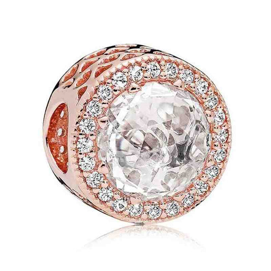 Crystal rose gold charm, adding detailed elegance to Pandora charm bracelets.