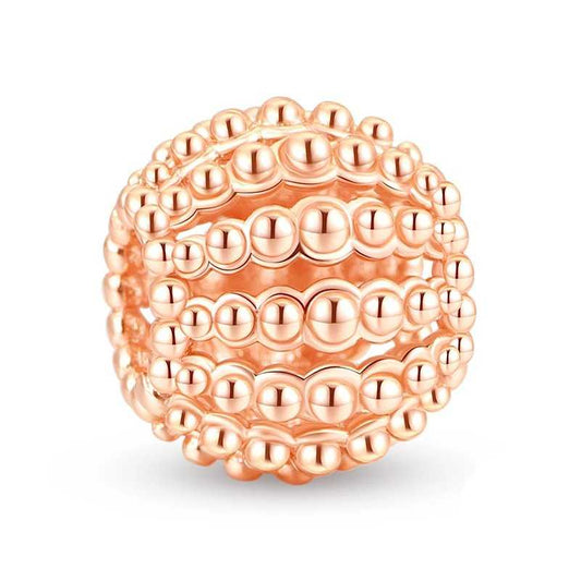 Rose gold beaded charm with texture, perfect for stylish Pandora bracelets and charms.