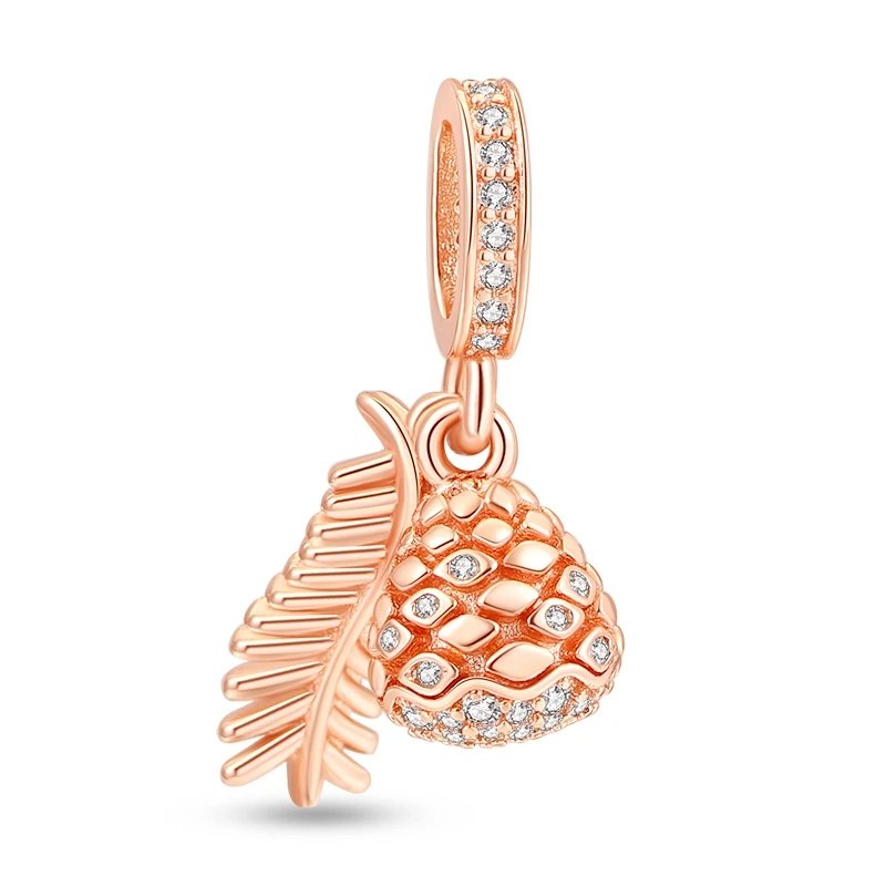 Rose gold flower spacer charm with crystals, adding a spring touch to Pandora bracelet charms.