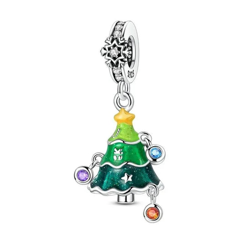 Pandora Christmas Tree Charm Colorful Stones Yellow Accent