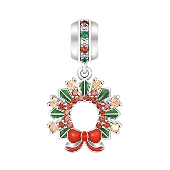 Christmas wreath Dangle Charm - Christmas wreath Dangle Charm