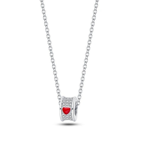Love Letter Necklace - Sterling Silver with Red Heart Accent - Sterling silver necklace with an envelope pendant featuband a red heart accent.