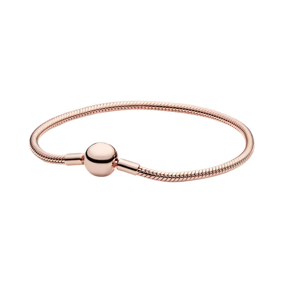 Elegant Sterling Silver Rose Gold Snake Chain Bracelet - Classic Rose Gold Snake Chain Bracelet