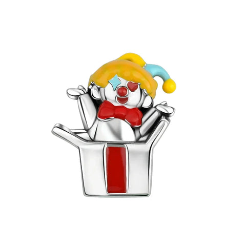Clown Box Red Bow Charm Yellow Accent Charm - Clown Box Red Bow Charm Yellow Accent Charm - Compatible with Pandora Bracelets