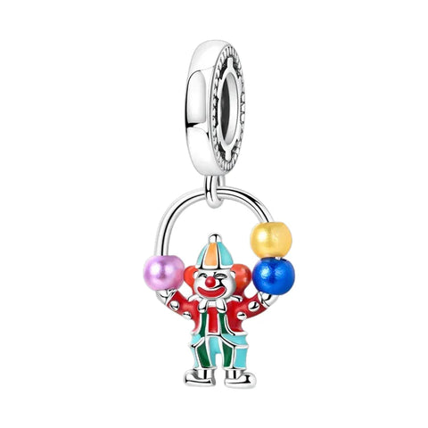 Clown Charm Colorful Beads Blue Accent Charm - Clown Charm Colorful Beads Blue Accent Charm - Compatible with Pandora Bracelets