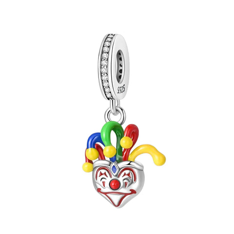 Clown Face Charm Colorful Yellow Accent Charm - Compatible with Pandora Bracelets