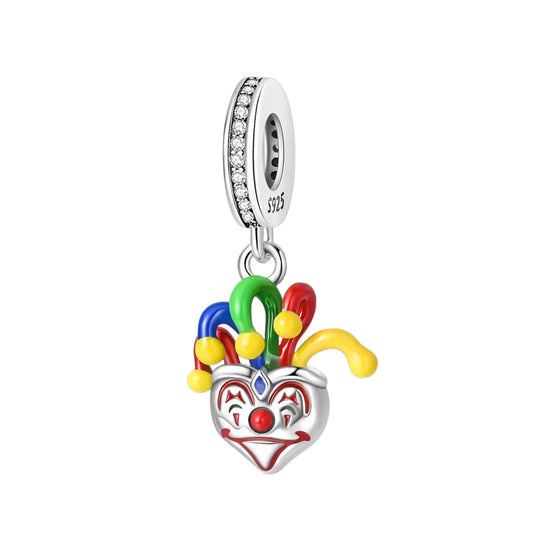 Clown Face Charm Colorful Yellow Accent Charm - Compatible with Pandora Bracelets