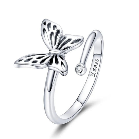 Sterling Silver Butterfly Open Ring - Sterling Silver Butterfly Open Ring