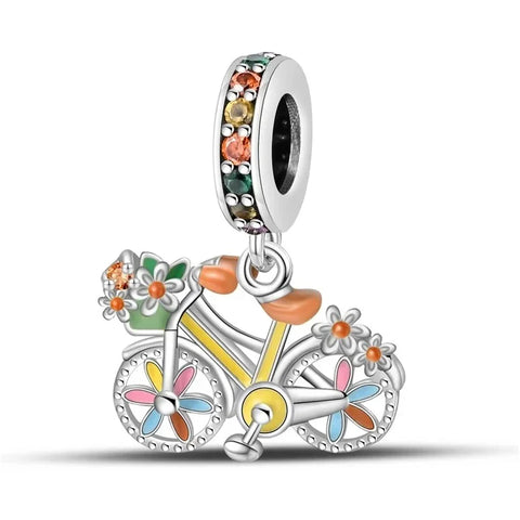 Colorful Bicycle With Flowers Charm