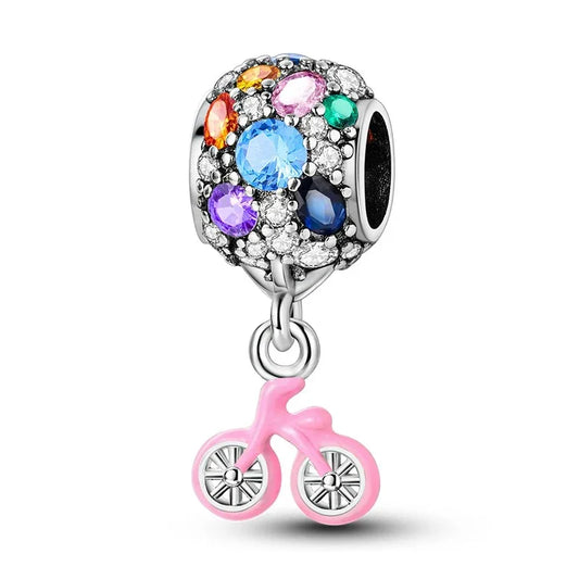 Colorful Bicycle With Pink Ball Charm