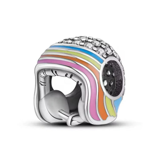 Colorful Helmet With Rainbow Design Charm