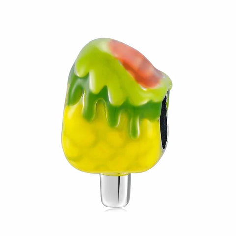 Colorful Ice Cream Cone Green Yellow Top Charm Accent