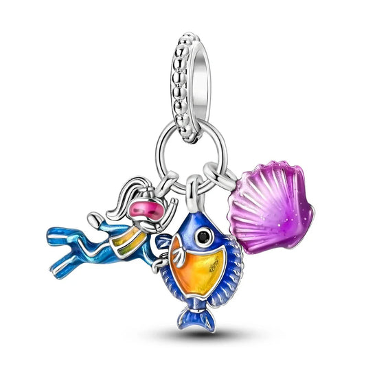 Colorful  Fish And Shell Charm