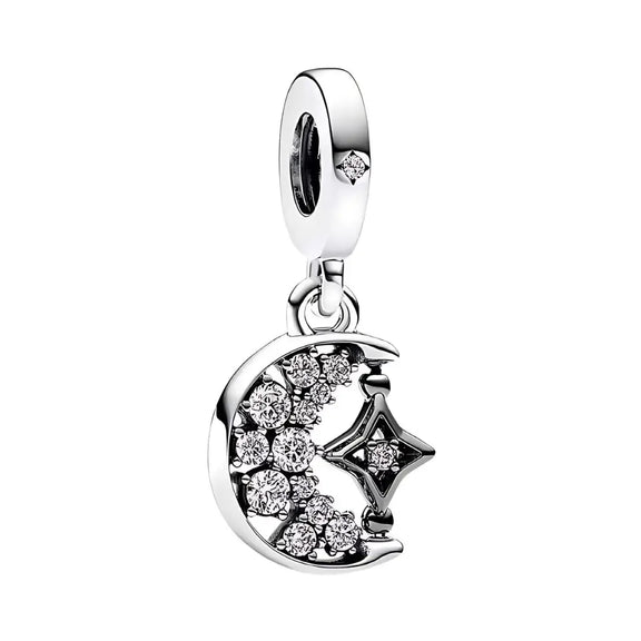 Crescent Moon & Star Dangle Charm - Crescent Moon & Star Dangle Charm