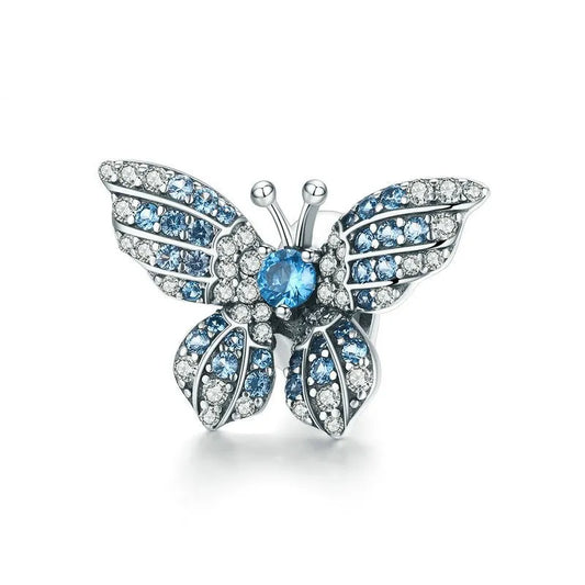 Crystal Blue Butterfly Charm