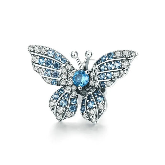 Crystal Blue Butterfly Charm - Crystal Blue Butterfly Charm